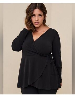 Torrid Black Wrap Front Top